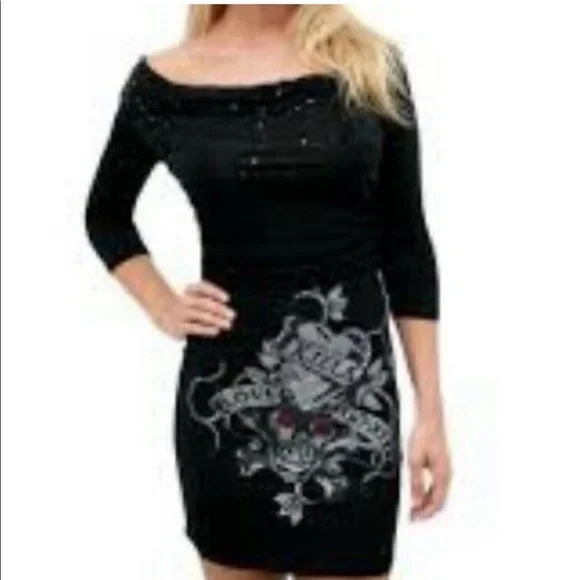 ed hardy black dress GOTHIC BADDY - MESH DRESS main image 0